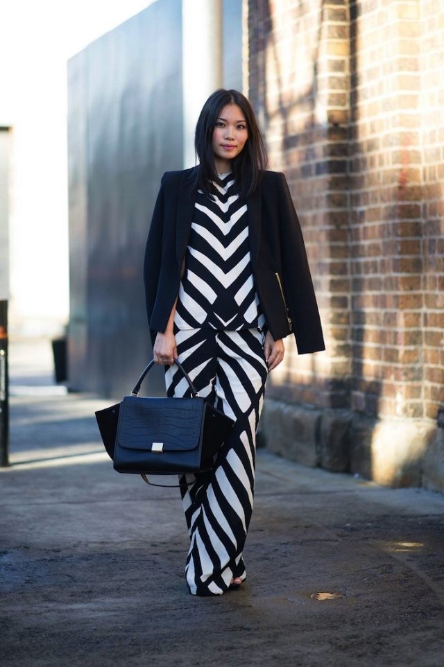 outfit-svart-vit-höst-kostym-geometrisk-mönster-svart-blazer