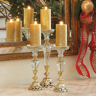 dekoration-idéer-LED-jul-ljus-ljusstakar-guld-kristall