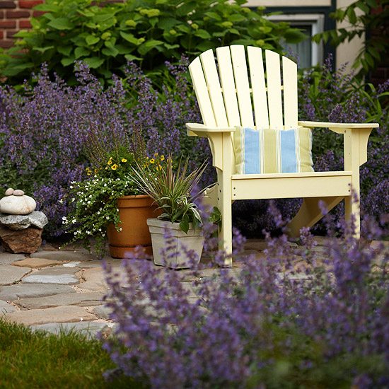 gamla möbler intressanta accenter trädgård omgiven av växter