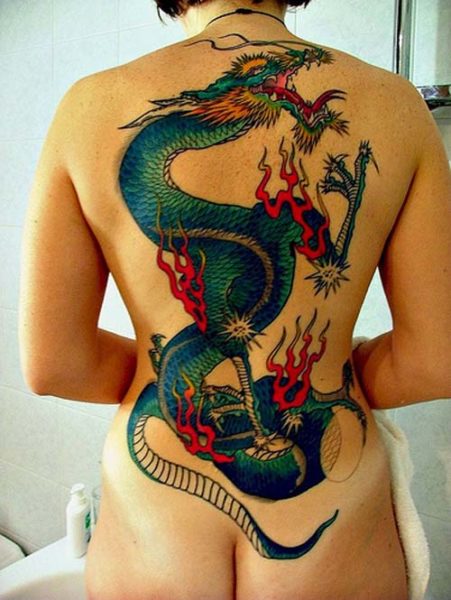 Dragon Body Tattoo for Girls Back