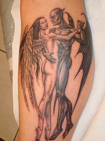 Devilish Looking Angel Tattoo Design