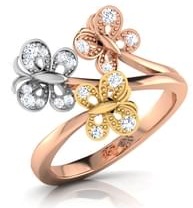 Διαμαντένιο δαχτυλίδι τριών πεταλούδων σε ροζ χρυσό