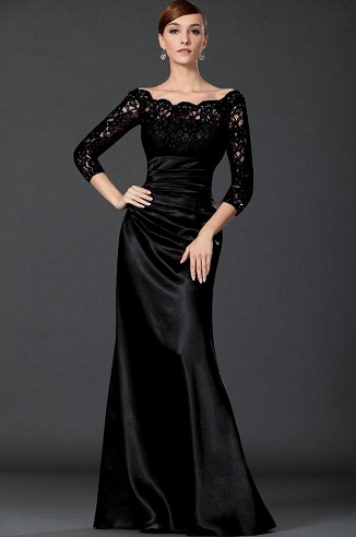 Μαύρο βραδινό φόρεμα με μανίκια