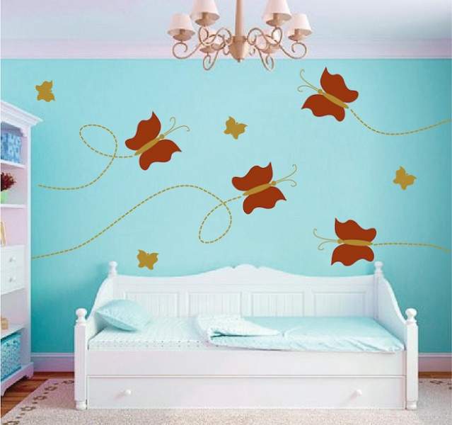 σχεδιασμός τοίχου πεταλούδας για υπνοδωμάτιο