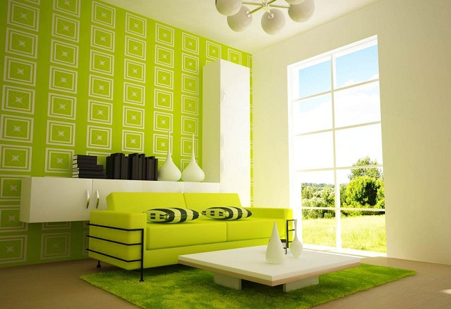 Vihreä väri olohuone