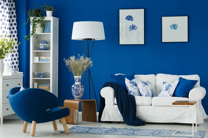 Sininen väri olohuone