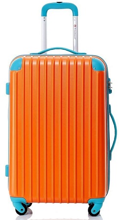 Upea oranssi ja sininen matkalaukku nuorille