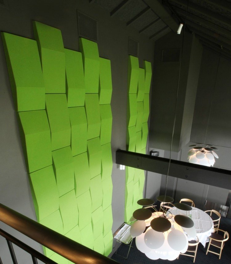 design-ljudabsorber-vägg-grön-polyuretan-tyg