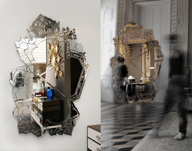 stor spegel utan ram barock boca do lobo Venedig