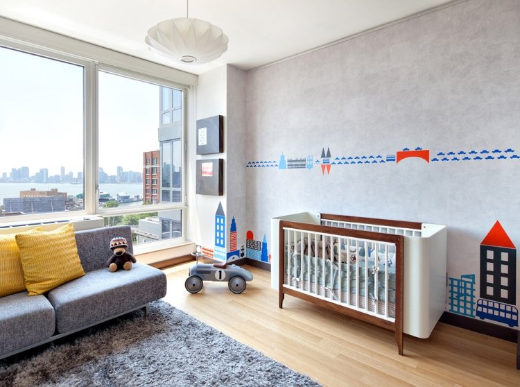 babyrum-dekoration-pojke-effekt-färg-betong-look-stencil-stadsmotiv