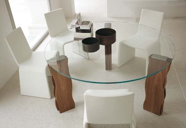 rundformade glasskivor för innovativa designerbord