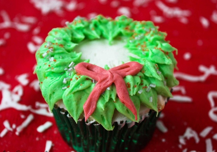 jul cupcake grön glasyr julkrans