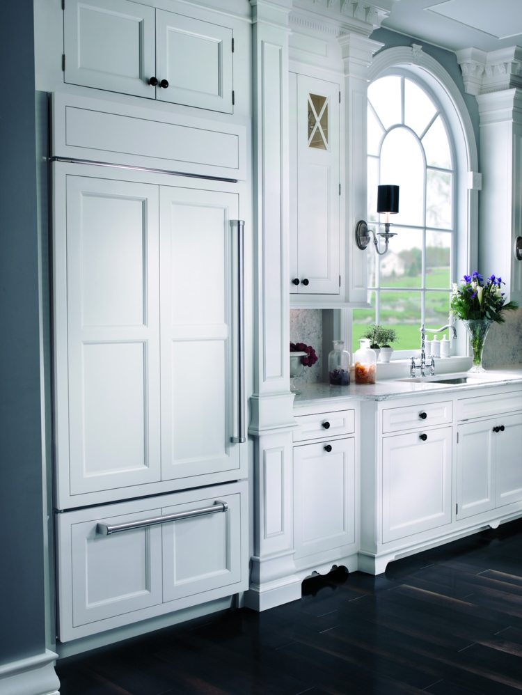 Elektriska apparater i köksenheten, kylskåp-vit-dörr-panel-lantlig stil