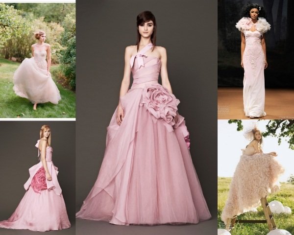 klassiska bröllopsklänningar -brud-mode-rosa-ljus-färger-2014