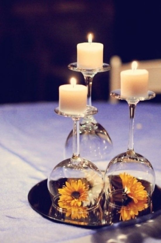 gula blommor dekoration idéer för ljusstake gör det själv