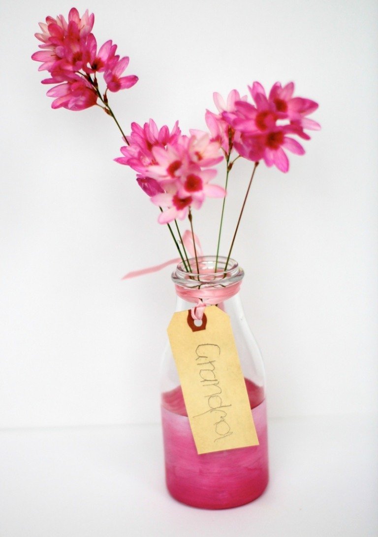 hemidéer kreativ vas gör dig rosa blommor eleganta