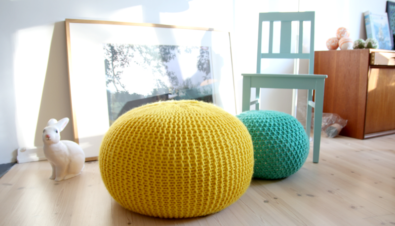 levande idéer kreativ beanbag pall virkad original gul turkos