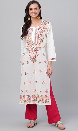 Chikankari mandariinikaulus Kurta Palazzolla