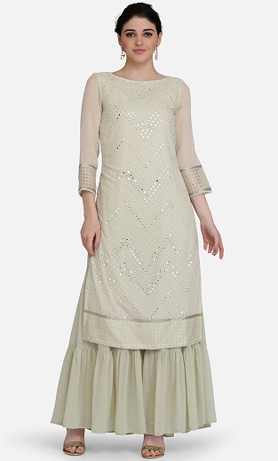 Georgette -veneen kaula Kurti ja Palazzo