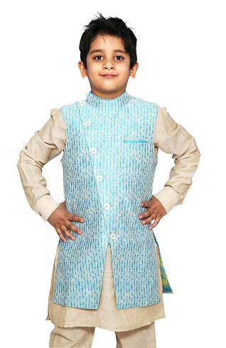 Παντζάμπι Πουτζάμα Κουρτά με μπλε μπουφάν Angrakha