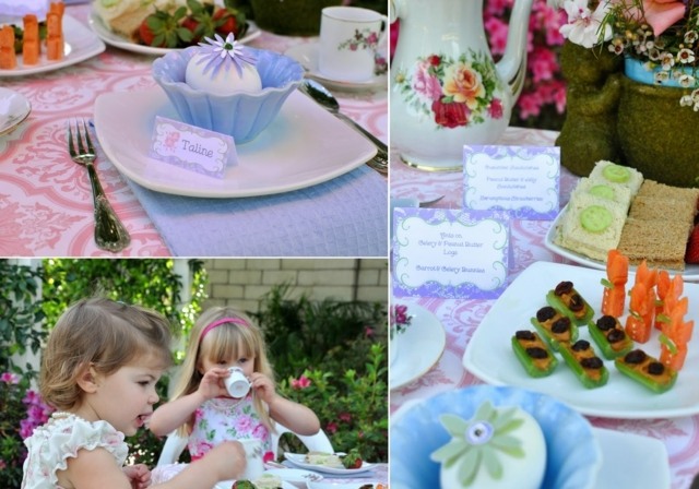 Påsk barn bord mat trädgård te fest