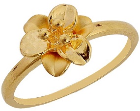 Yksinkertainen kultainen sormus kukka aksentti kultainen sormus