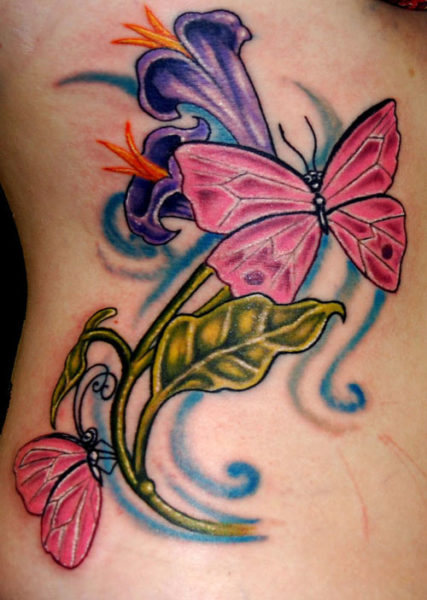 Σχέδια τατουάζ λουλουδιών πεταλούδων