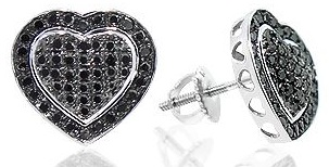 Σκουλαρίκια σε σχήμα καρδιάς Μαύρο διαμάντι