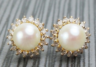 Vintage σκουλαρίκια με μαργαριτάρια και διαμάντια