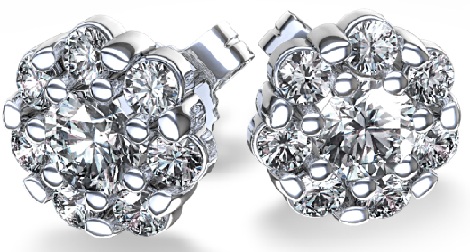 Cluster Diamond Stud σκουλαρίκια για κορίτσια