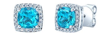 Σκουλαρίκια από διαμάντι και μπλε Topaz Hoop