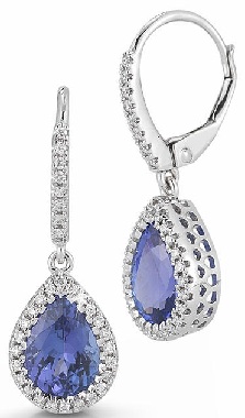 Pear Shape Tanzanite Earrings Diamond