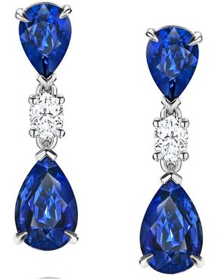 Μπλε Sapphire Diamond Drop Σκουλαρίκια