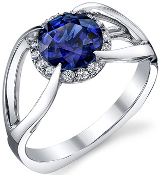 Ουράνιο μπλε δαχτυλίδι σε λευκό χρυσό