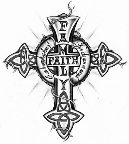 Faith Family Cross Tattoo -suunnittelu