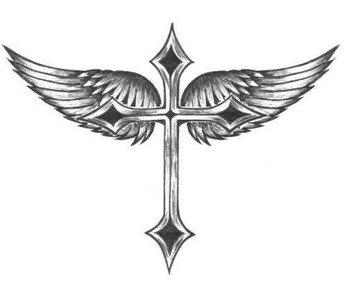 Σταυρός με σχέδιο τατουάζ Wings