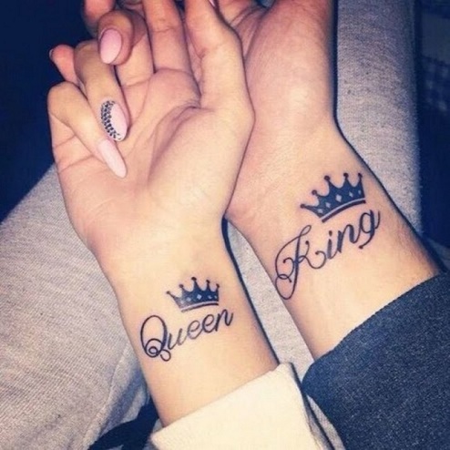 King & amp; Queen που ταιριάζει τατουάζ για ζευγάρια