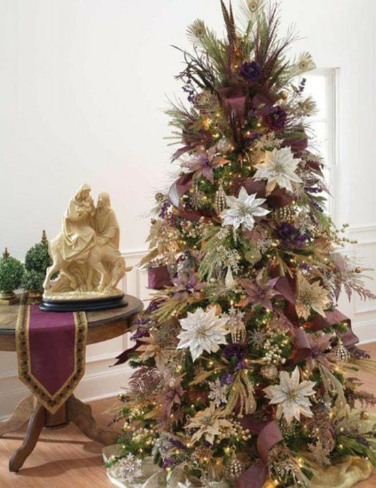 lila prydnad julgransblommor