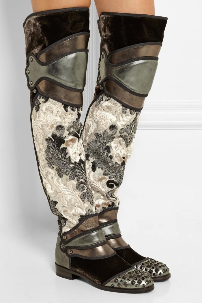 overknee-boots-dolce-gabanna-metallic-läder-brokad-sammet-nitar