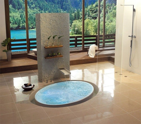 Duschkabin i glas med inbyggt badkar