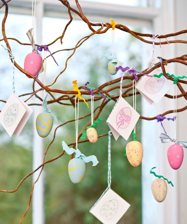 påsk träd dekoration idéer ägg påsk kort hängen