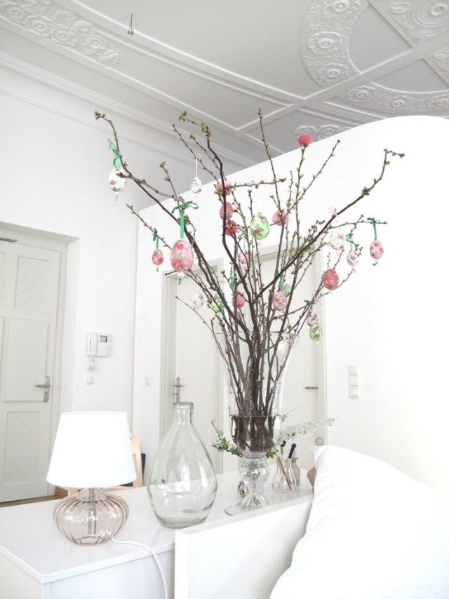dekoration påsk påskägg träd glas vas grenar ägg hängande