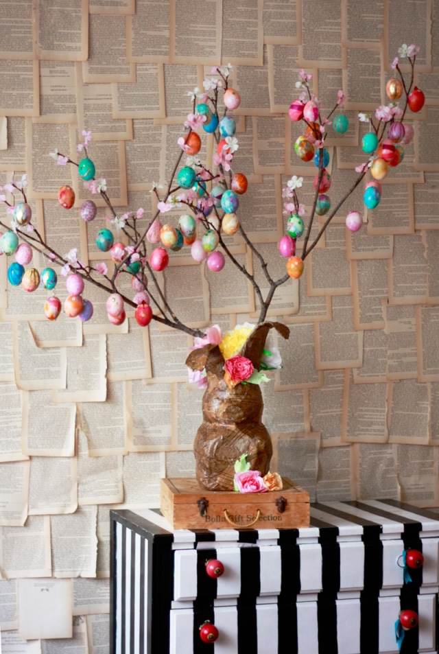 dekorationer påsk påskägg gör själv körsbärsgrenar