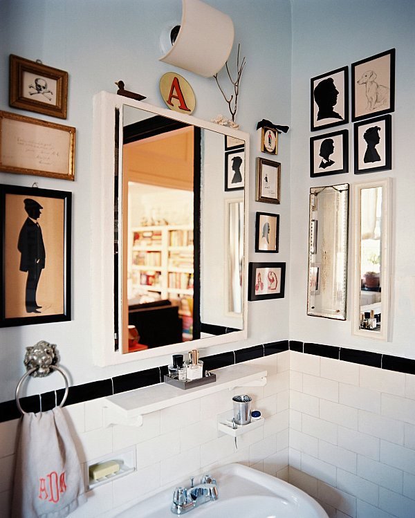 Konstverk silhuett-väggkonstdekoration-för spegel med litet badrum