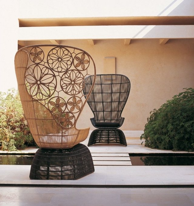 polyetylen designer trädgårdstolar hög rygg CRINOLINE BeB Italia Outdoor