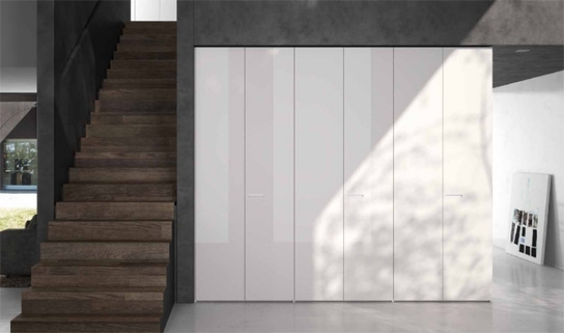 moderna korridormöbler förvaringsutrymme 6-dörrars skåp-vit handtagsfri front