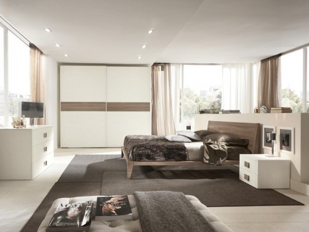 modern inredning-sovrum beige pastellfärger trä byrå skåp-vit