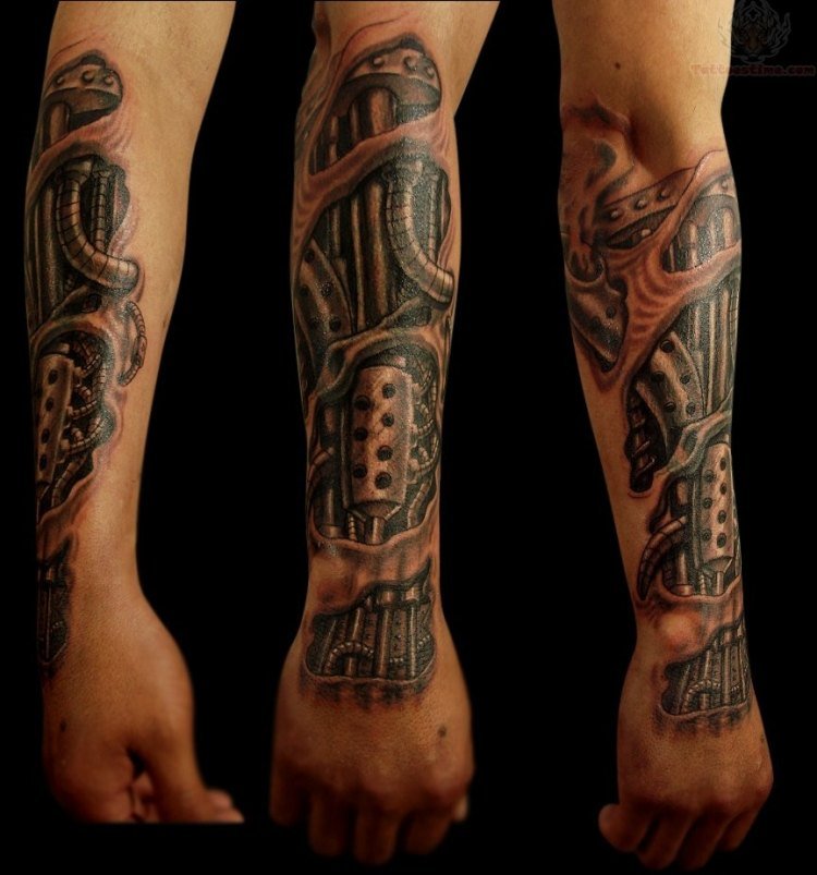 underarm-tatuering-idéer-man-robot-tech