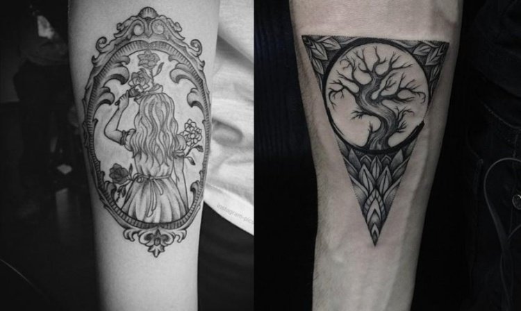 Underarms tatueringsidéer-kvinna-man-spegel-tjej-träd