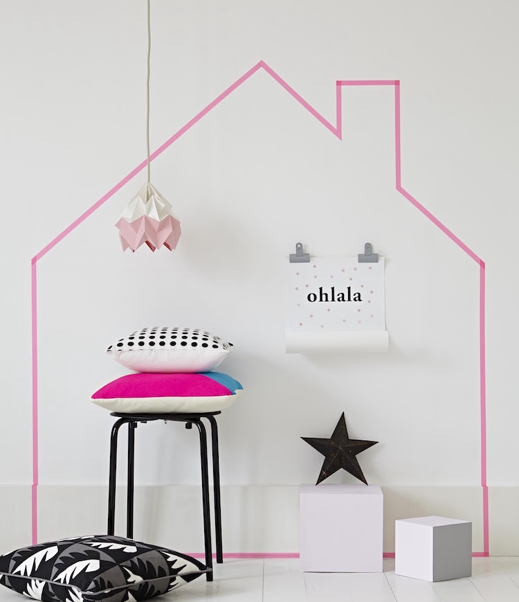 Washi Tape Ideas -diy-projekt-wanddeko-Scandinavian-pink